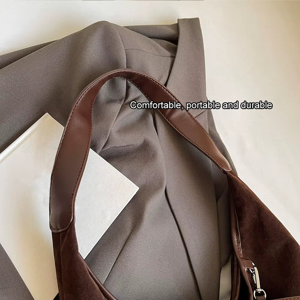 Women’s Suede Shoulder Bag with Matching Pouch