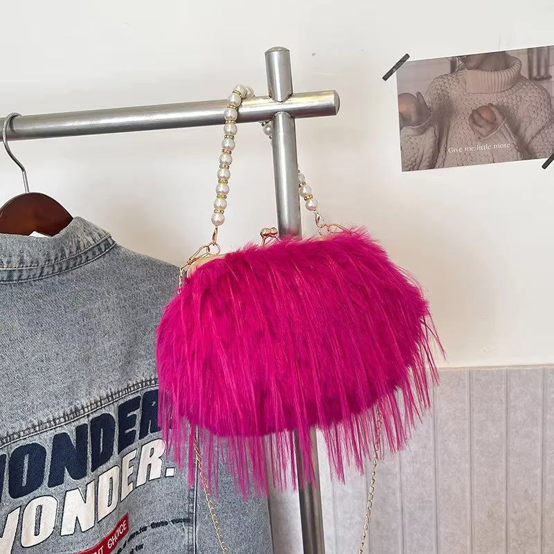 | Pearl Handle Bag | Elegant Handbag | Women’s Evening Bag | Luxury Purse | Fashion Accessory | Chic Party Bag | Soft Fur Clutch | Stylish Women’s Purse | Trendy Mini Bag |