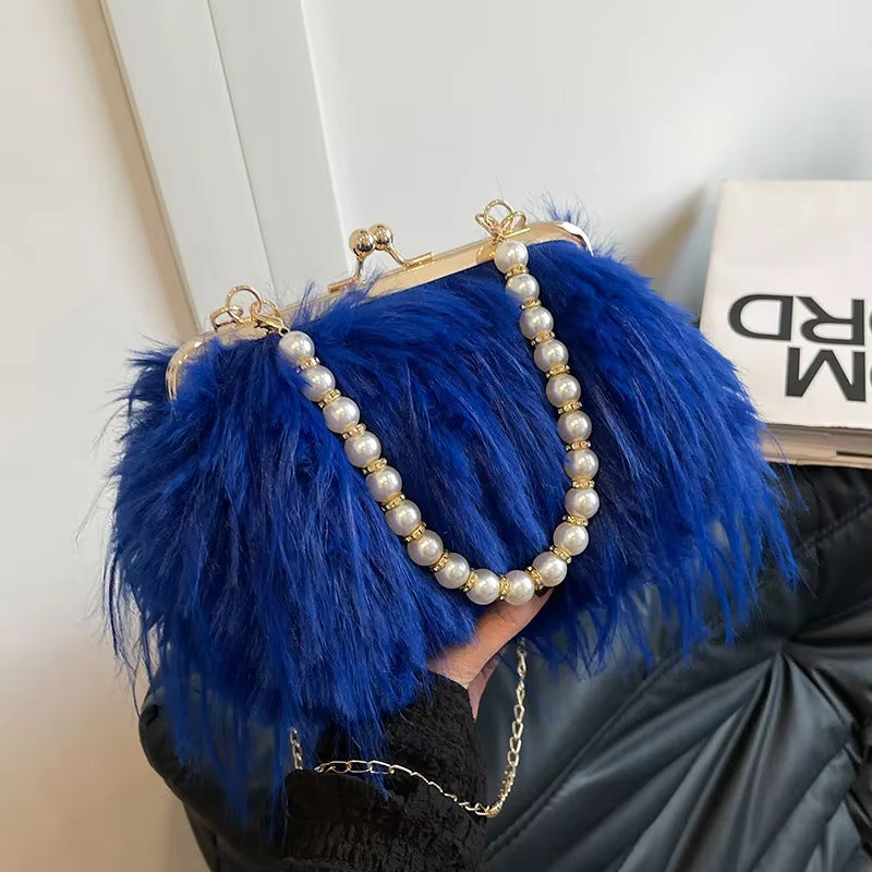 | Pearl Handle Bag | Elegant Handbag | Women’s Evening Bag | Luxury Purse | Fashion Accessory | Chic Party Bag | Soft Fur Clutch | Stylish Women’s Purse | Trendy Mini Bag |