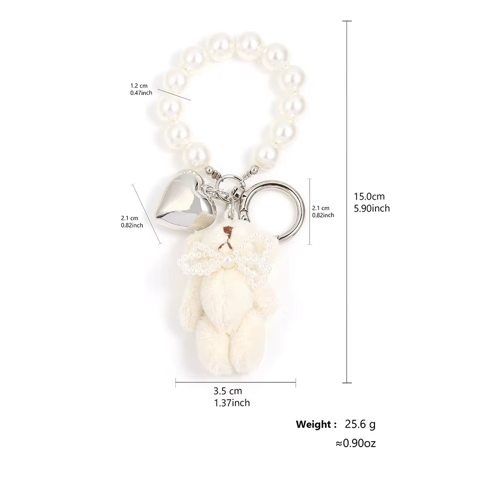 Pearl Teddy Bear Charm | Teddy Bear Keychain | Cute Bag Accessory | Phone Charm | Keychain Accessory | Soft Toy Charm | Adorable Key Ring | Plush Bear Keychain | Fashion Accessory | Gift for Her | Cute Bear Pendant | Trendy Bag Charm | Mini Teddy Keychain | Stylish Key Holder | Pearl Charm