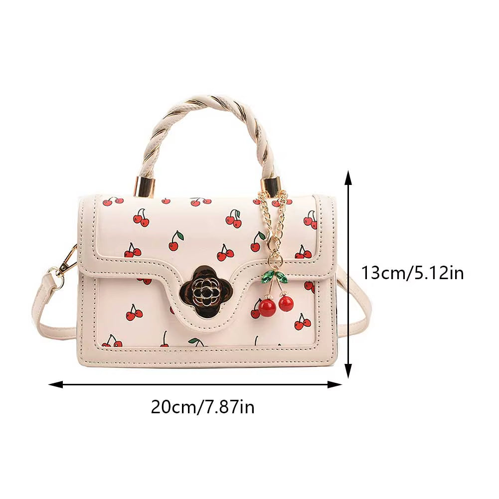 cherry blossom handbag | twist handle shoulder bag | floral handbag for women | elegant women’s purse | cherry blossom purse | stylish shoulder bag | floral fashion bag | women’s casual handbag | trendy floral purse | blossom print bag | spring fashion handbag | cute twist handle bag | feminine shoulder bag