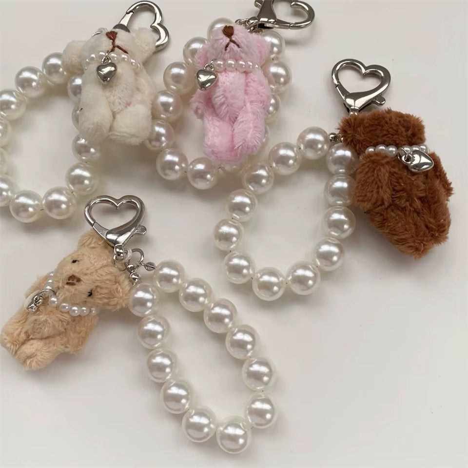 Pearl Teddy Bear Charm | Teddy Bear Keychain | Cute Bag Accessory | Phone Charm | Keychain Accessory | Soft Toy Charm | Adorable Key Ring | Plush Bear Keychain | Fashion Accessory | Gift for Her | Cute Bear Pendant | Trendy Bag Charm | Mini Teddy Keychain | Stylish Key Holder | Pearl Charm