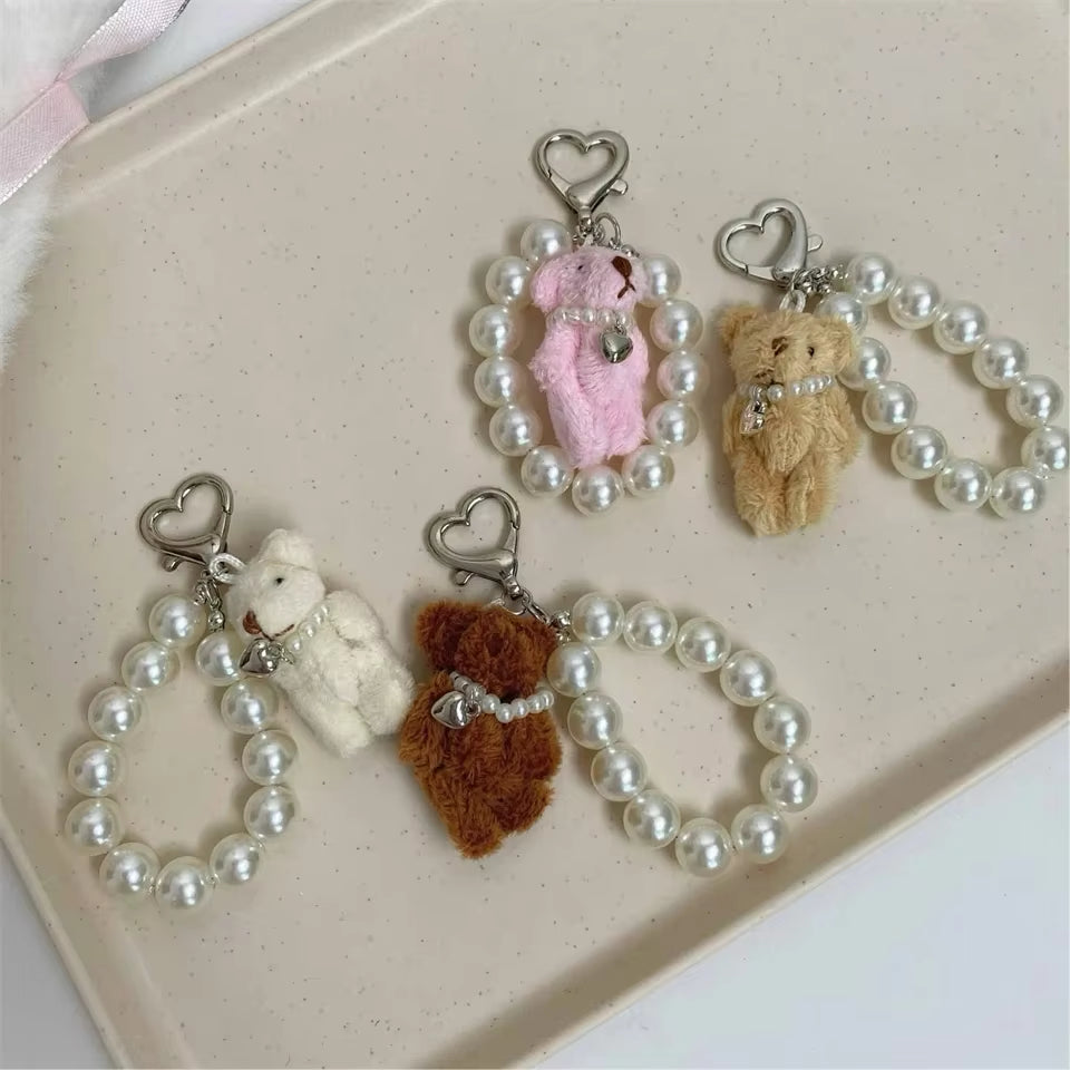 Pearl Teddy Bear Charm | Teddy Bear Keychain | Cute Bag Accessory | Phone Charm | Keychain Accessory | Soft Toy Charm | Adorable Key Ring | Plush Bear Keychain | Fashion Accessory | Gift for Her | Cute Bear Pendant | Trendy Bag Charm | Mini Teddy Keychain | Stylish Key Holder | Pearl Charm
