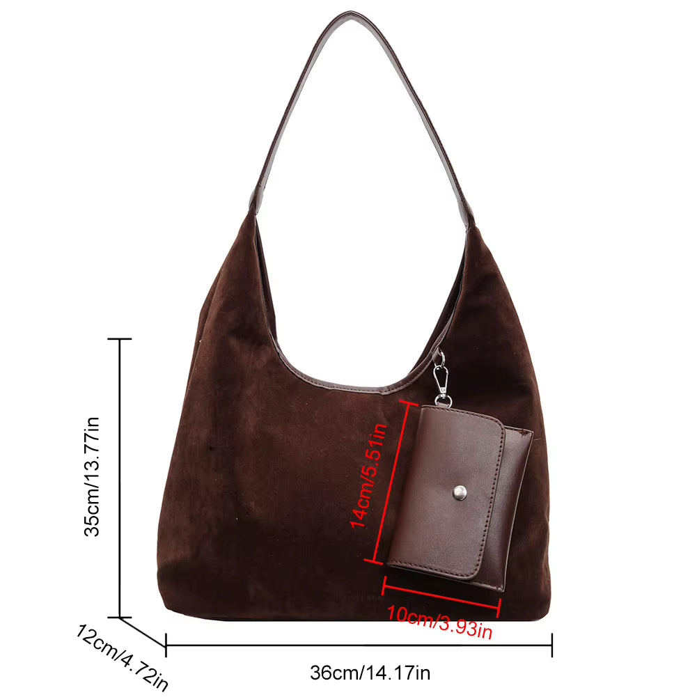 suede shoulder bag | women’s handbag set | matching pouch bag | suede handbag | elegant shoulder bag | women’s purse | suede bag for women | fashion handbag | soft suede purse | trendy handbag set | daily use shoulder bag | stylish women’s bag
